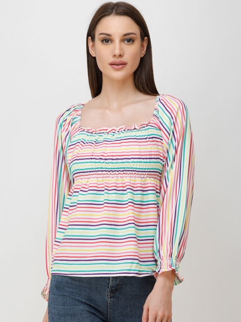 

Cation Women White &Red Striped Top