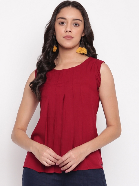 

Miss Grace Women Maroon Solid A-Line Top