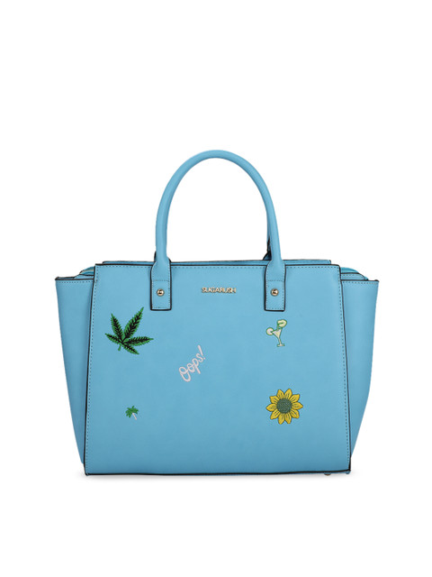 

Sugarush Blue Embroidered Handheld Bag