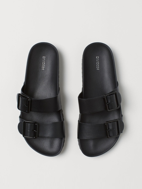 

H&M Women Black Solid Mules