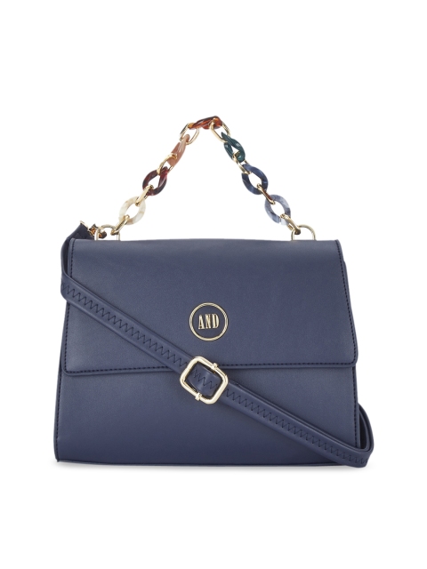 

AND Navy Blue Solid Sling Bag