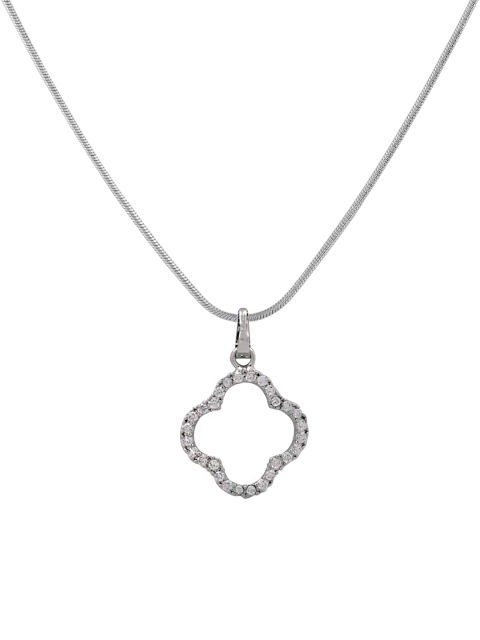 

Sia Art Jewellery Silver-Plated American Diamond Clover Pendant With Chain