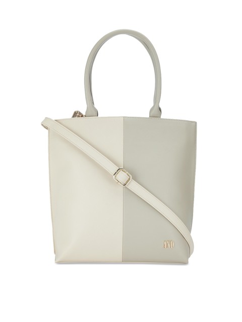 

AND Cream-Coloured Colourblocked Shoulder Bag