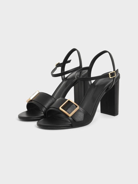 

CHARLES & KEITH Women Black Solid Block Heels