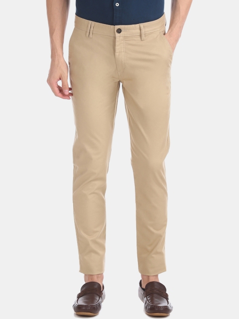 

AD By Arvind Men Beige Slim Fit Solid Chinos