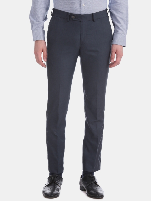 

AD By Arvind Men Blue Solid Smart Regular Fit Formal Trousers