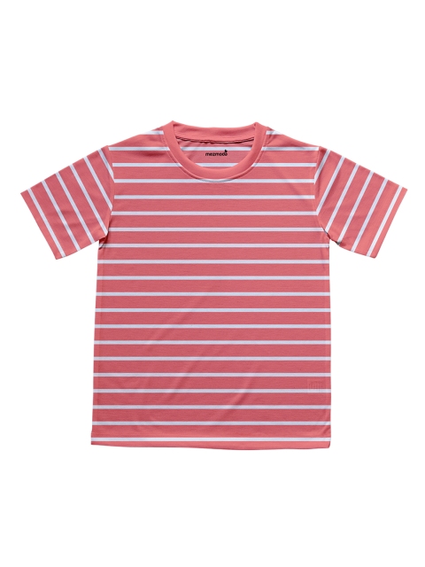

mezmoda Girls Pink & White Striped Round Neck T-shirt