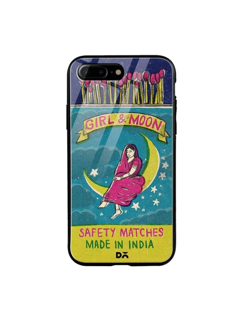 

DailyObjects Blue & Pink Moon Girl Matchbox iPhone 7 Plus Glass Case