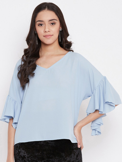 

One of a Kind Women Blue Solid Top