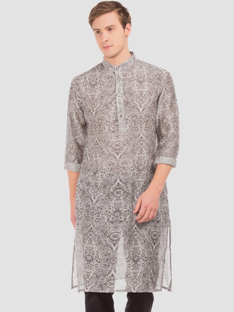

AD By Arvind Men Beige Printed Straight Kurta