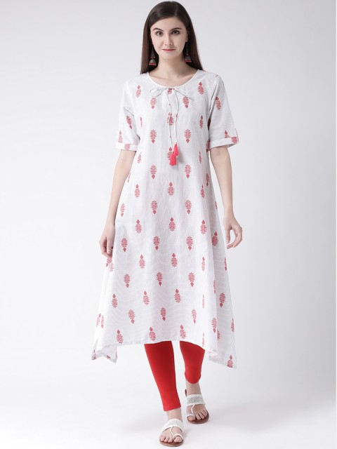 

Span Women Pink & White Printed A-Line Kurta