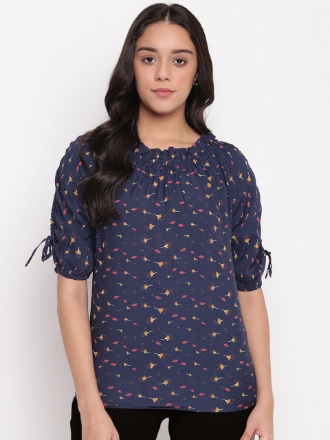 

Miss Grace Women Navy Blue Floral Printed Top