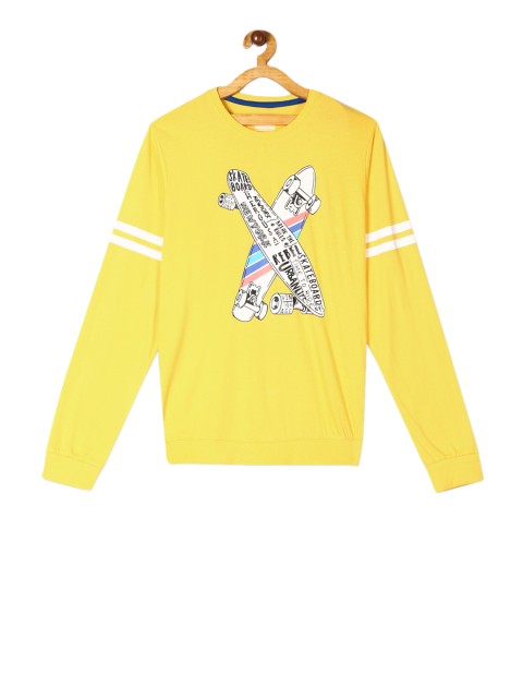 

Flying Machine Boys Yellow Printed Round Neck T-shirt