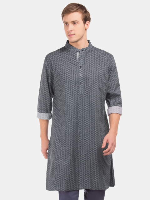 

AD By Arvind Men Grey Printed Straight Kurta