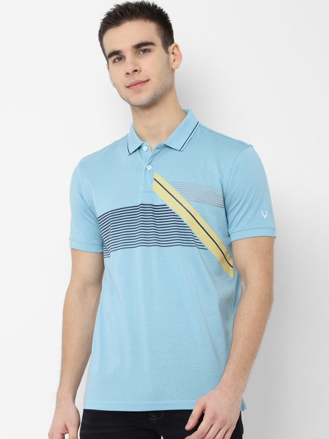 

Allen Solly Sport Men Blue Striped Polo Collar T-shirt