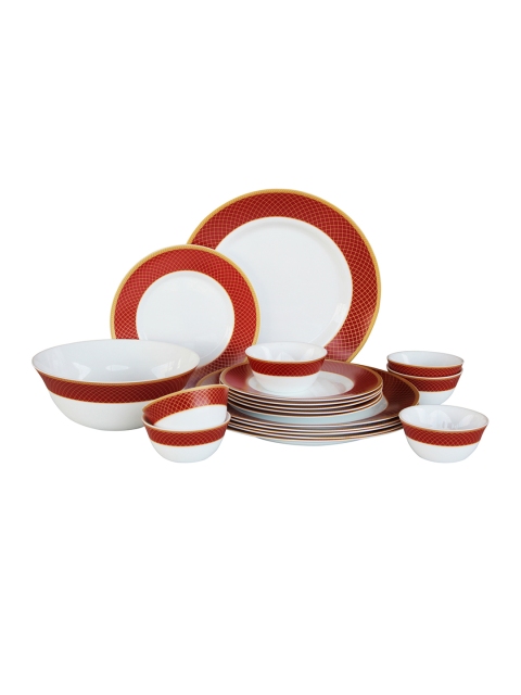 

Laopala Set Of 19 White & Red Printed Opalware Sovrana Dinner Set