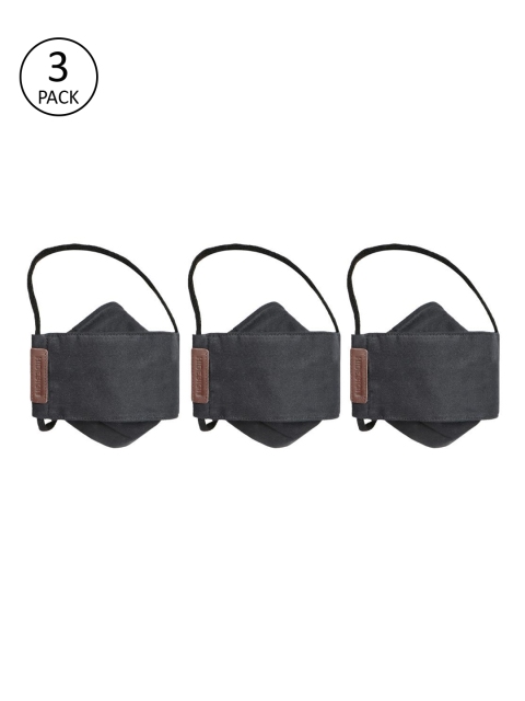 

Hidesign Adults Blue Pack of 3 Solid Adjustable 5-Ply Reusable Outdoor Cloth Masks, Black