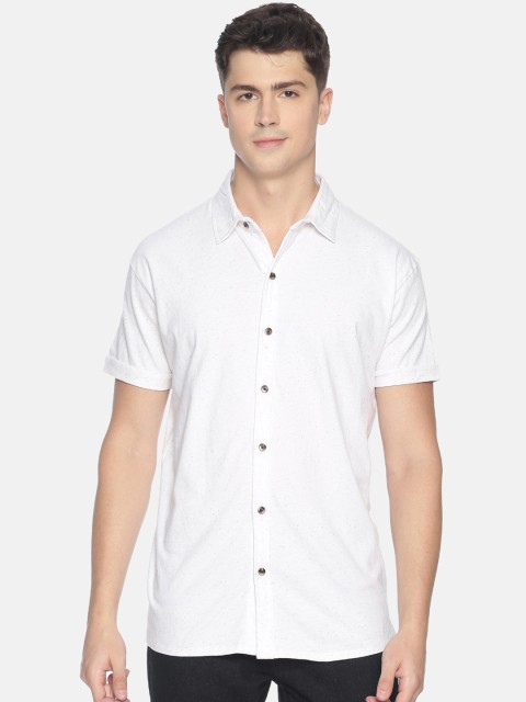 

T-Tog Men White Slim Fit Self Design Casual Shirt