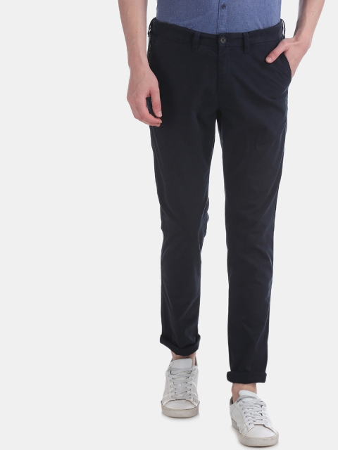 

AD By Arvind Men Navy Blue Slim Fit Solid Chinos