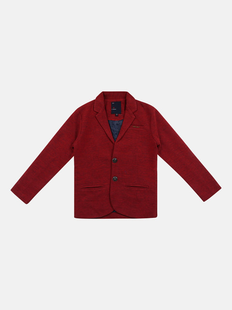 

Lil Tomatoes Boys Red Solid Single-Breasted Blazer