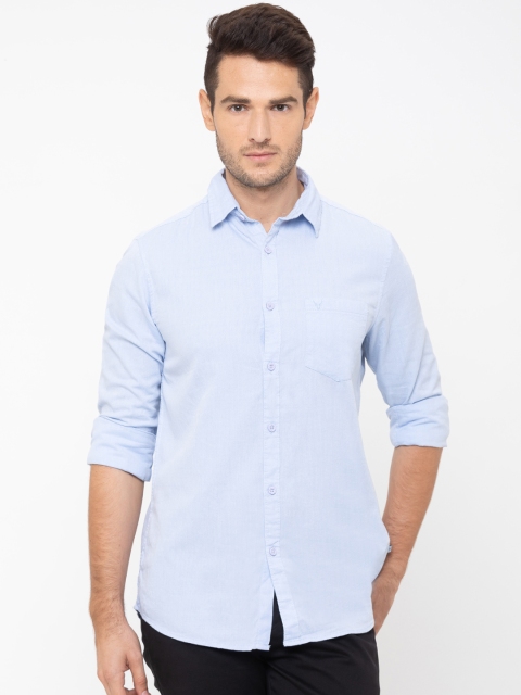 

Globus Men Blue Regular Fit Solid Casual Shirt