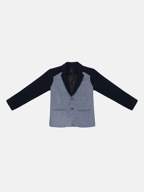 

Lil Tomatoes Boys Grey & Black Colourblocked Single-Breasted Blazer