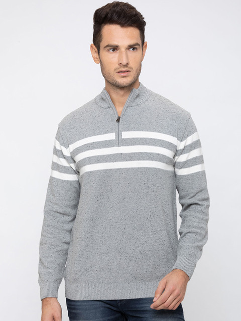 

Globus Men Grey Striped Pullover