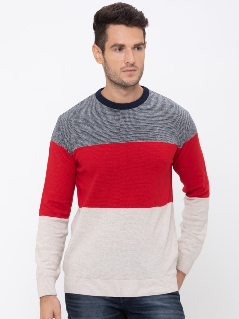 

Globus Men Red & Grey Colourblocked Pullover Sweater
