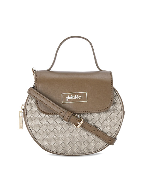

Global Desi Brown & Grey Textured Sling Bag