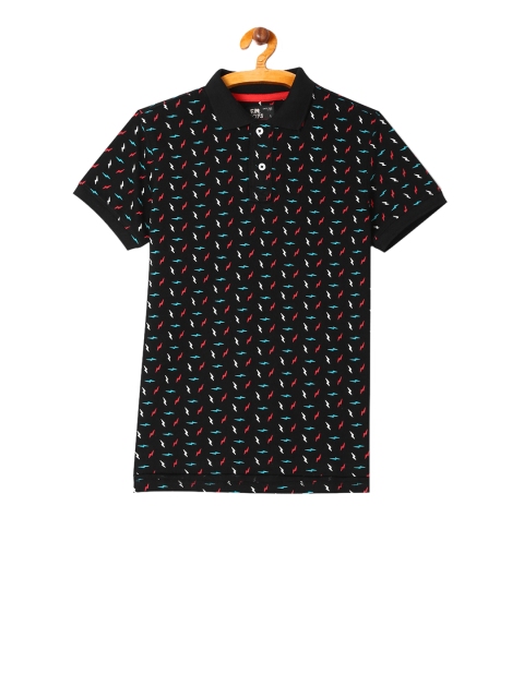 

Flying Machine Boys Black Printed Polo Collar T-shirt