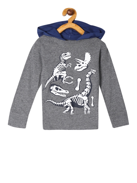 

The Childrens Place Boys Grey Printed Hood T-shirt