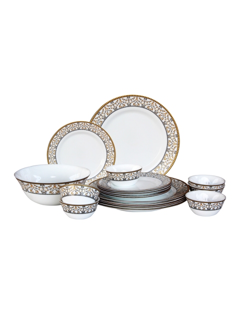 

Laopala Set Of 19 White & Gold-Toned Printed Sovrana Dinner Set