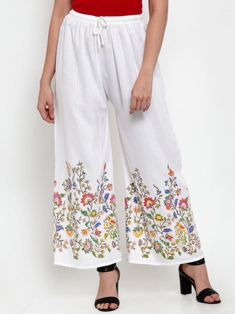 

Jompers Women White Printed Wide Leg Palazzos