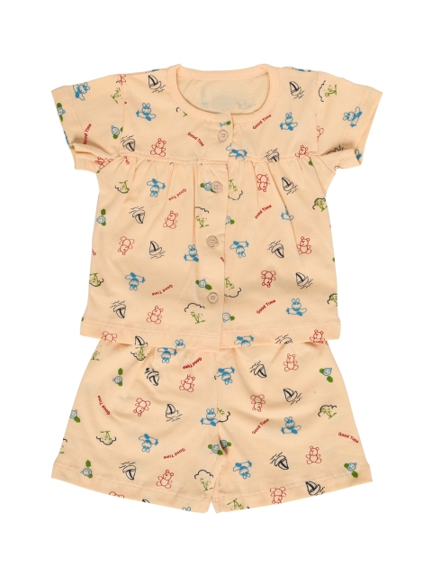 

Chipbeys Girls Peach-Coloured Printed Night suit