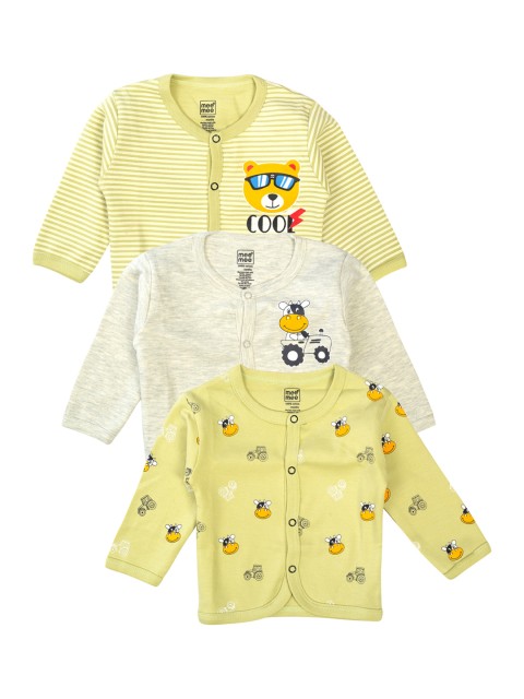 

MeeMee Boys Pack Of 3 Printed Henley Neck T-shirts, Yellow