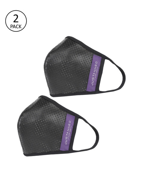 

Justanned Unisex Black 2 Pcs 2 Ply Outdoor Reusable Leather Masks