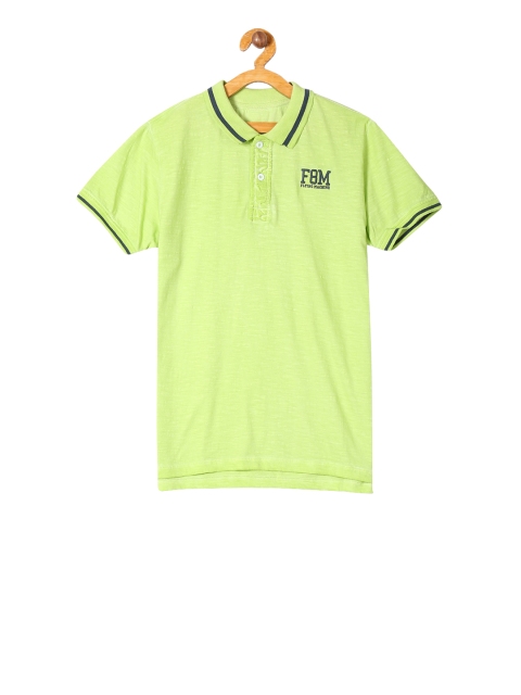 

Flying Machine Boys Lime Green Solid Polo Collar T-shirt