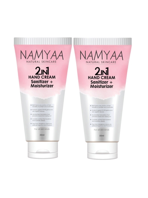 

Namyaa Unisex Pack Of 2 Hand Cream Cum Sanitizer And Moisturizer, Pink