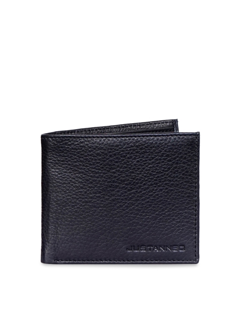 

Justanned Men Black Solid Two Fold Leather Wallet