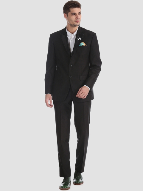 

AD By Arvind Men Black Solid Single-Breasted Formal Suit