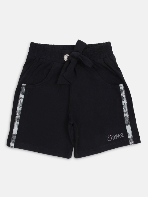 

Ziama Girls Navy Blue Solid Regular Fit Regular Shorts