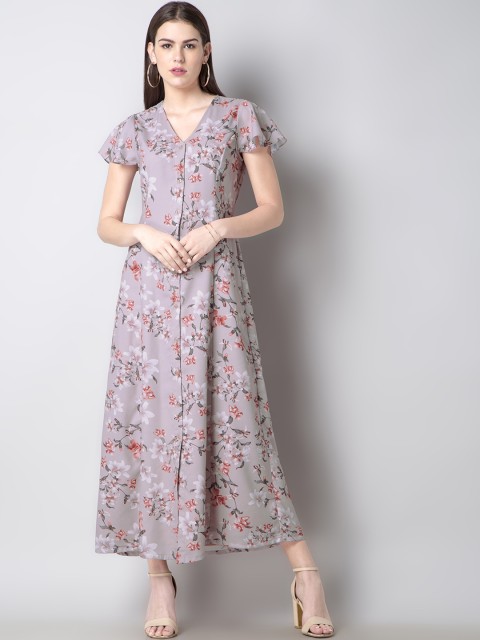 

FabAlley Women Lavender Printed A-Line Dress