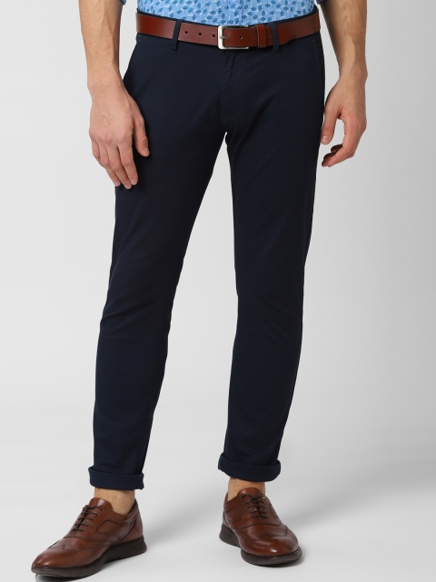 

Peter England Casuals Men Navy Blue Skinny Fit Self Design Regular Trousers