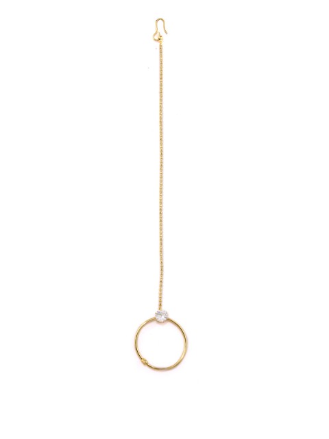 

Rubans Gold-Plated & White CZ-Studded Handcrafted Nose Ring