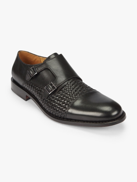 

Florsheim Men Black Textured Leather Formal Monks