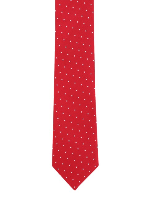 

Louis Philippe Red & White Woven Design Broad Tie