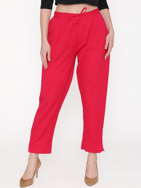 

DIVA WALK Women Fuchsia Pink Relaxed Regular Fit Solid Regular Trousers