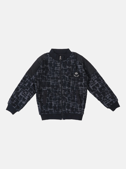 

Lil Tomatoes Boys Navy Blue Self Design Sweatshirt