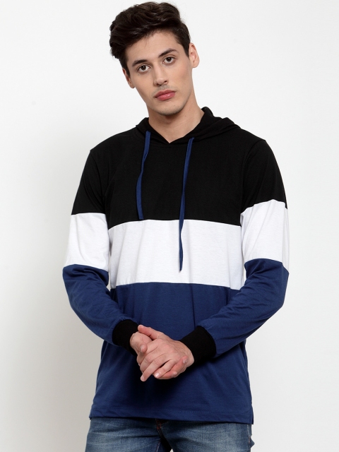 

Kalt Men Blue & Black Colourblocked Hood T-shirt