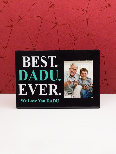 

Golden Peacock Black & White Printed Best Dadu Ever Rectangular Table-Top Wood Photo Frame